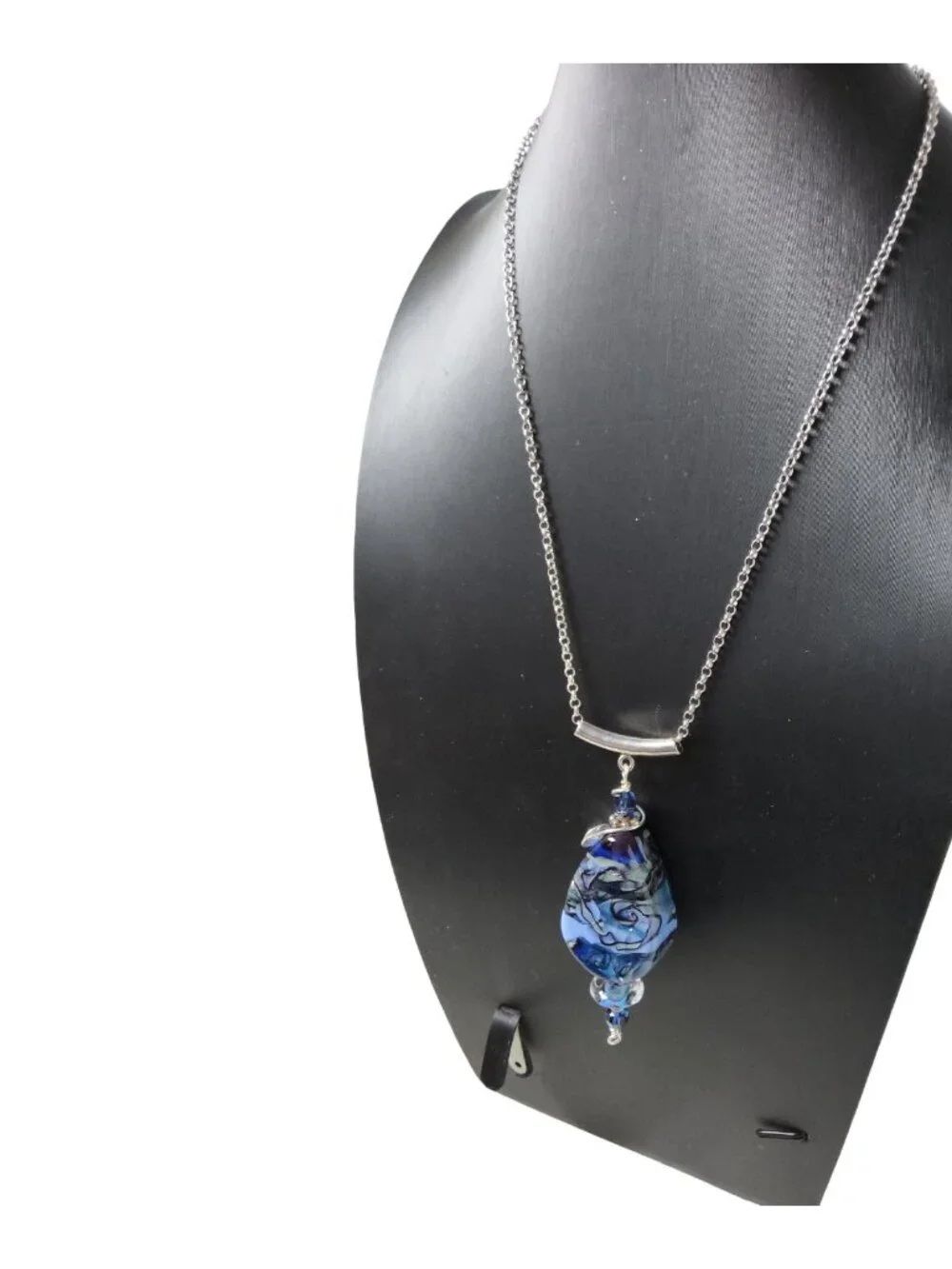 Hand crafted lampwork art glass seascape boho statement necklace